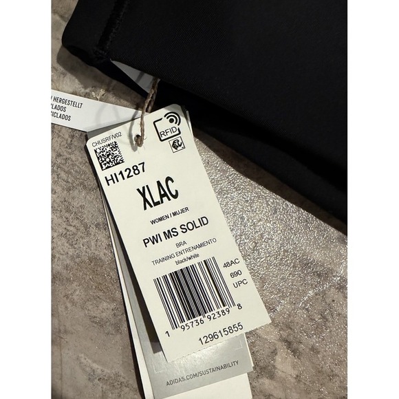 adidas Womens Powerimpact Medium Support Training Bra Black/White XL A-C NWT - Picture 6 of 8